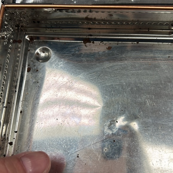 Vintage copper look  embossed ship  confectionery tin  with faux wood look - Picture 8 of 12